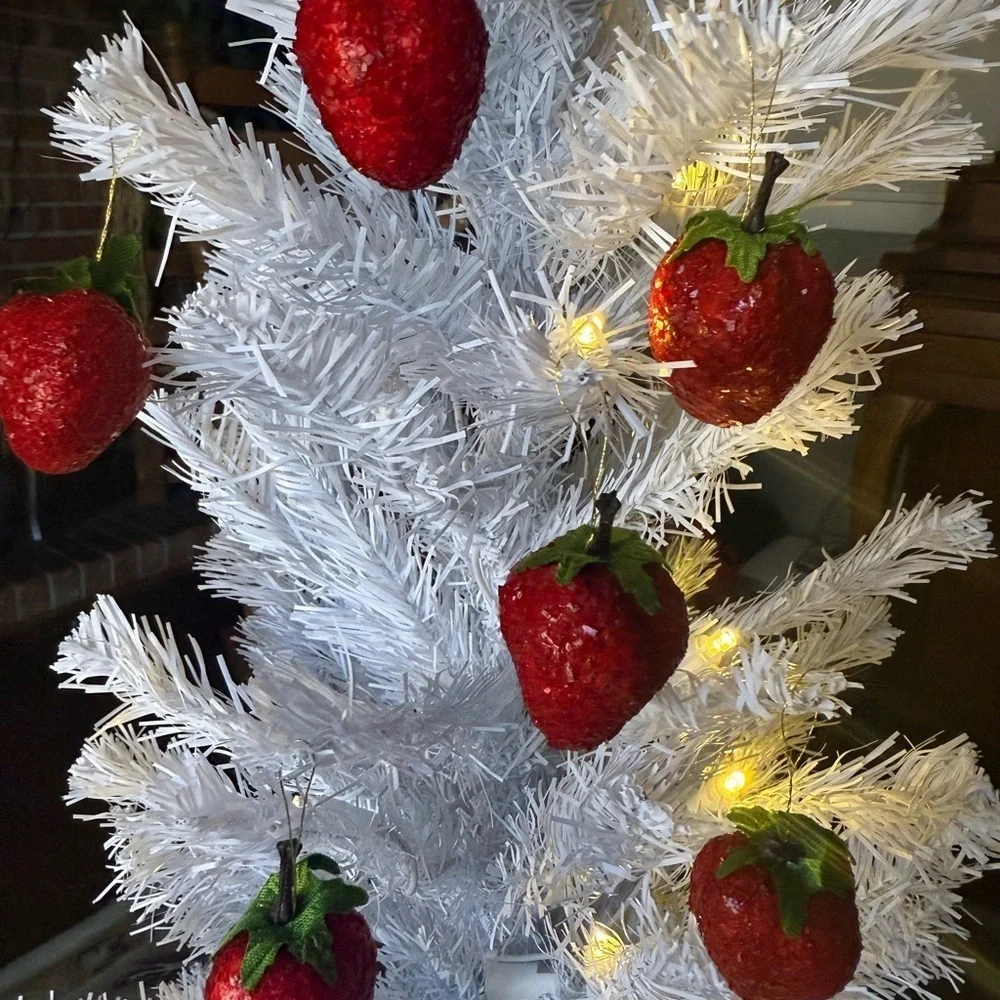 Vintage 1989 Festive Red Strawberry Ornament Set of 6